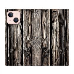 Housse Cuir Portefeuille Pour Iphone 13 Texture Bois