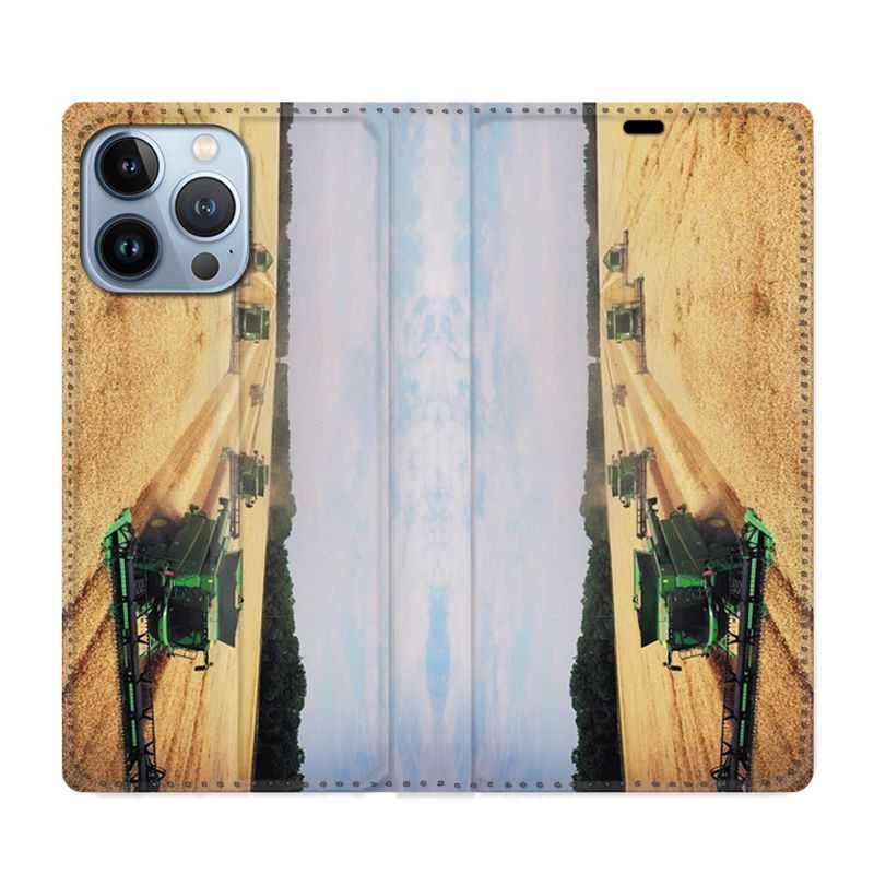 Housse Cuir Portefeuille Pour Iphone 13 Pro Agriculture Moissonneuse