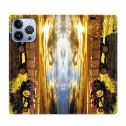 Housse Cuir Portefeuille Pour Iphone 13 Pro Agriculture Tracteur Color