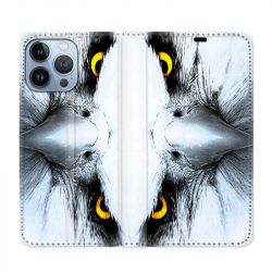 Housse Cuir Portefeuille Pour Iphone 13 Pro Aigle Royal Blanc
