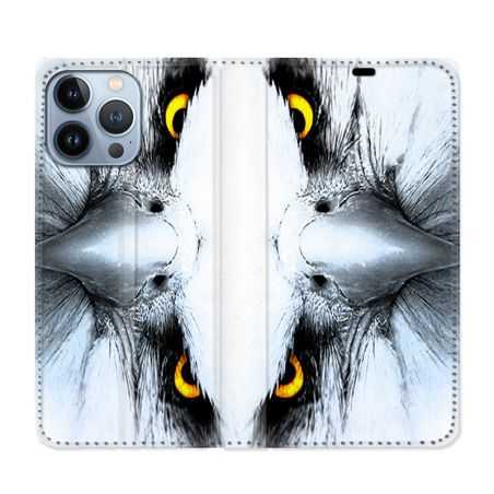 Housse Cuir Portefeuille Pour Iphone 13 Pro Aigle Royal Blanc