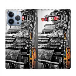 Housse Cuir Portefeuille Pour Iphone 13 Pro Amerique USA New York Taxi