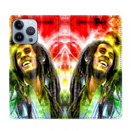 Housse Cuir Portefeuille Pour Iphone 13 Pro Bob Marley Color