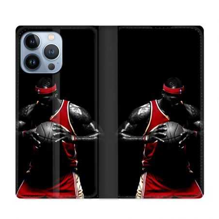 Housse Cuir Portefeuille Pour Iphone 13 Pro Basketeur