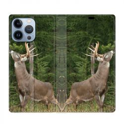 Housse Cuir Portefeuille Pour Iphone 13 Pro Cerf