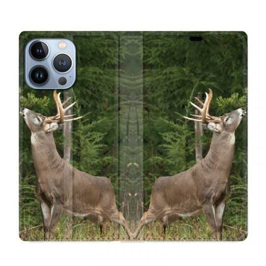 Housse Cuir Portefeuille Pour Iphone 13 Pro Cerf