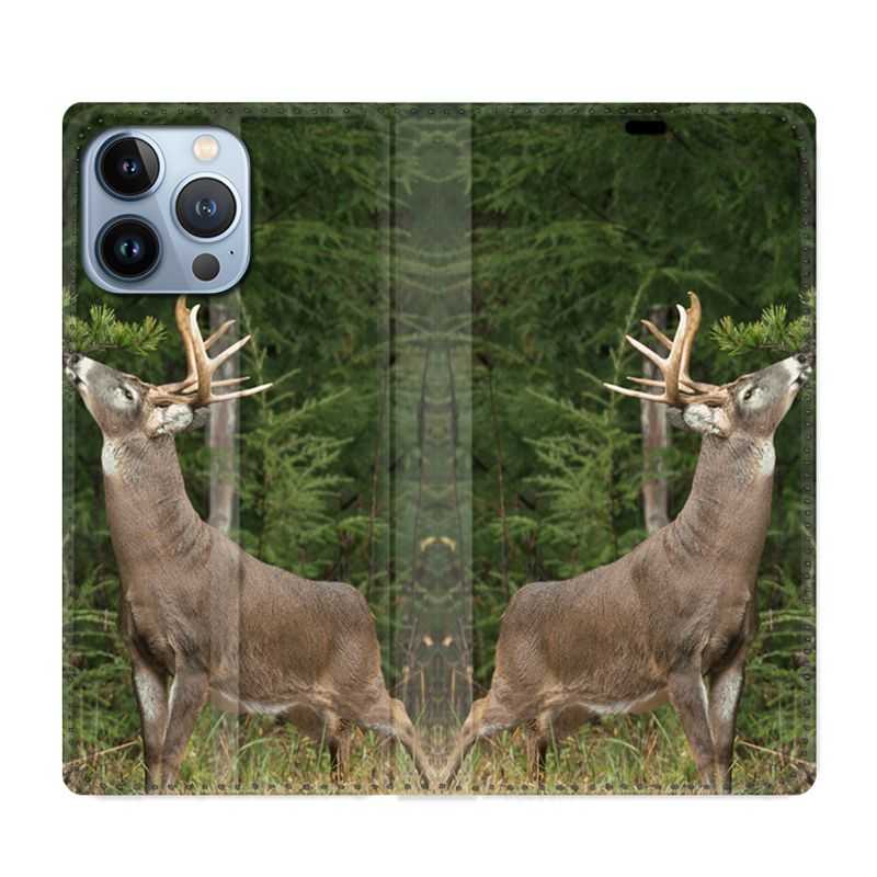 Housse Cuir Portefeuille Pour Iphone 13 Pro Cerf