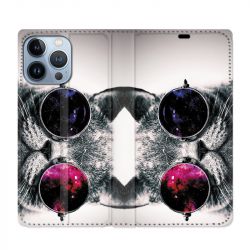 Housse Cuir Portefeuille Pour Iphone 13 Pro Chat Fashion