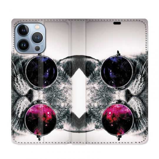 Housse Cuir Portefeuille Pour Iphone 13 Pro Chat Fashion