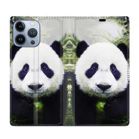 Housse Cuir Portefeuille Pour Iphone 13 Pro Panda Color