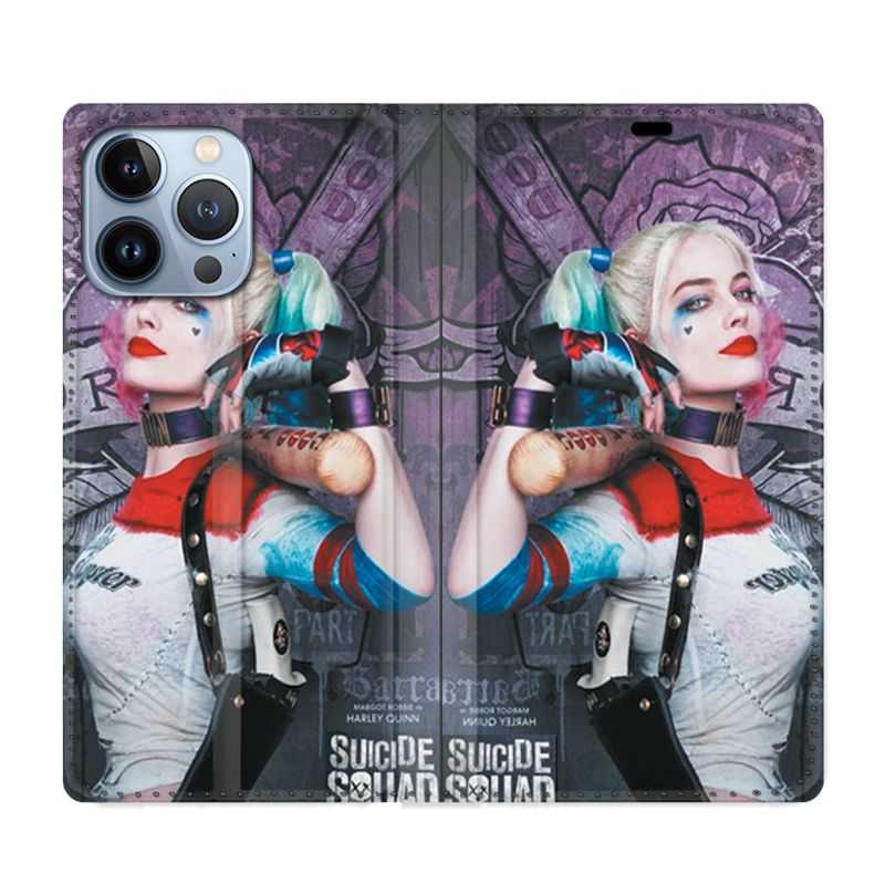 Housse Cuir Portefeuille Pour Iphone 13 Pro Harley Quinn Batte