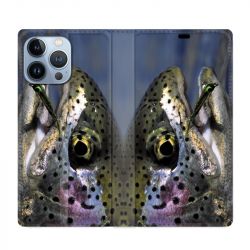 Housse Cuir Portefeuille Pour Iphone 13 Pro Peche Truite