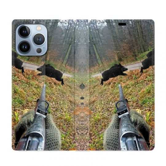 Housse Cuir Portefeuille Pour Iphone 13 Pro Chasse Vision Tir