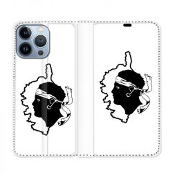Housse Cuir Portefeuille Pour Iphone 13 Pro Corse Blanc