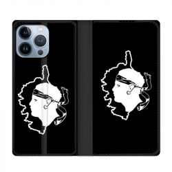 Housse Cuir Portefeuille Pour Iphone 13 Pro Corse Noir
