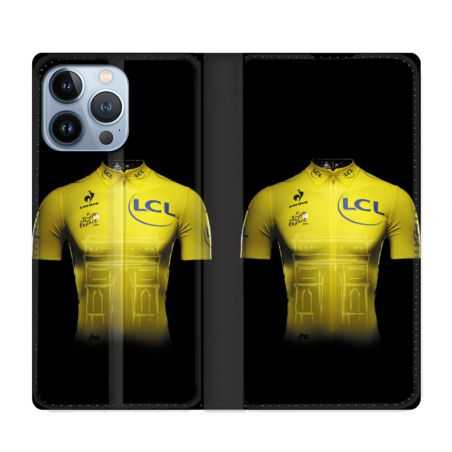 Housse Cuir Portefeuille Pour Iphone 13 Pro Cyclisme Maillot Jaune