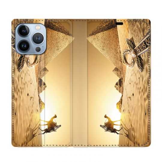 Housse Cuir Portefeuille Pour Iphone 13 Pro Egypte Chameau