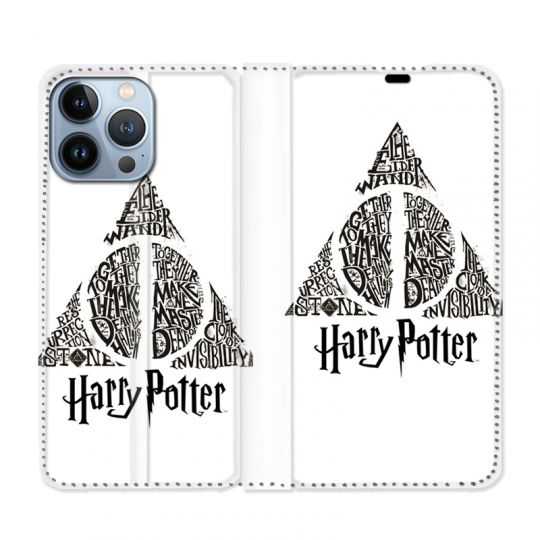 Housse Cuir Portefeuille Pour Iphone 13 Pro WB License Harry Potter Triangle Blanc
