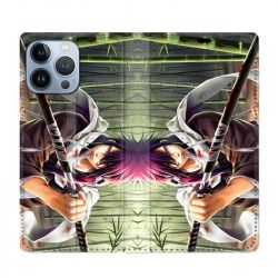 Housse Cuir Portefeuille Pour Iphone 13 Pro Manga Bambou