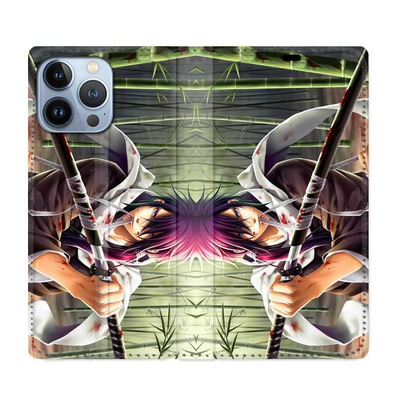 Housse Cuir Portefeuille Pour Iphone 13 Pro Manga Bambou
