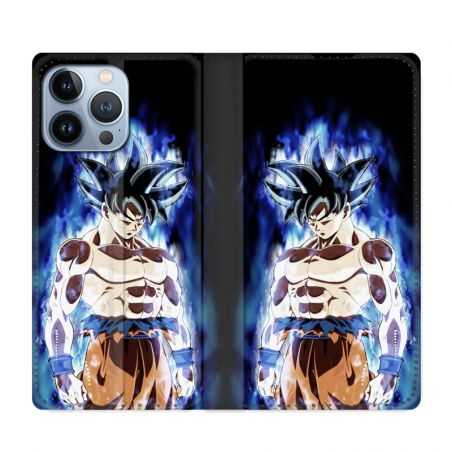 Housse Cuir Portefeuille Pour Iphone 13 Pro Manga Dragon Ball Sangoku Noir