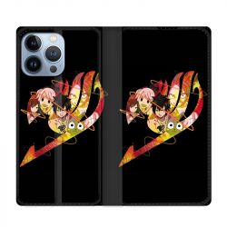 Housse Cuir Portefeuille Pour Iphone 13 Pro Manga Fairy Tail Logo Noir