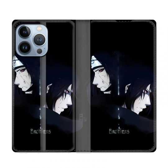 Housse Cuir Portefeuille Pour Iphone 13 Pro Manga Naruto Sasuke Itachi