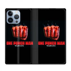 Housse Cuir Portefeuille Pour Iphone 13 Pro Manga One Punch Man Poing