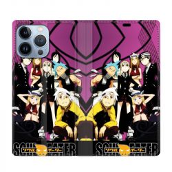 Housse Cuir Portefeuille Pour Iphone 13 Pro Manga Soul Eater Violet