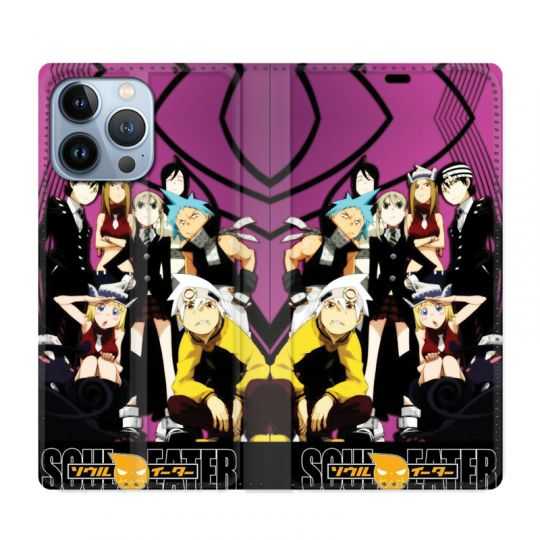 Housse Cuir Portefeuille Pour Iphone 13 Pro Manga Soul Eater Violet