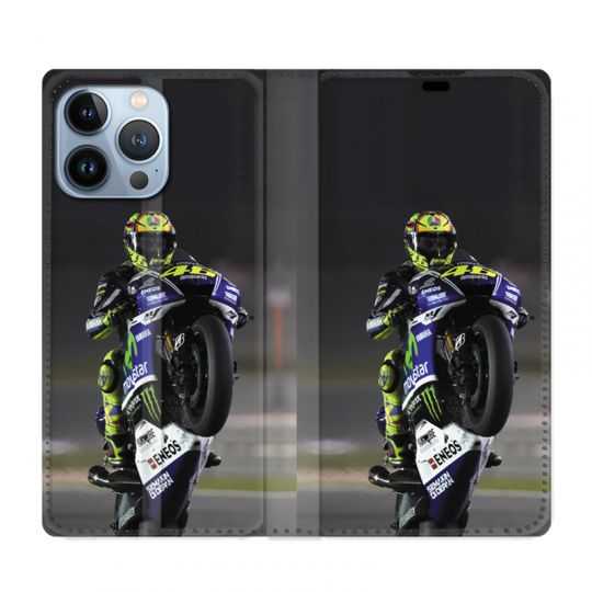 Housse Cuir Portefeuille Pour Iphone 13 Pro Moto Wheeling
