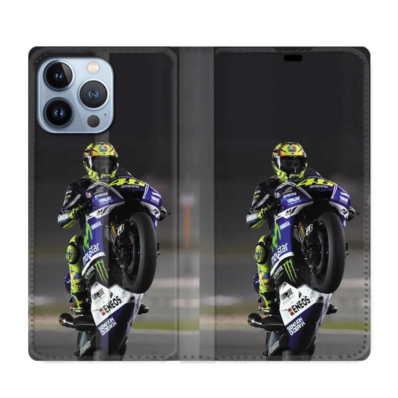 Housse Cuir Portefeuille Pour Iphone 13 Pro Moto Wheeling