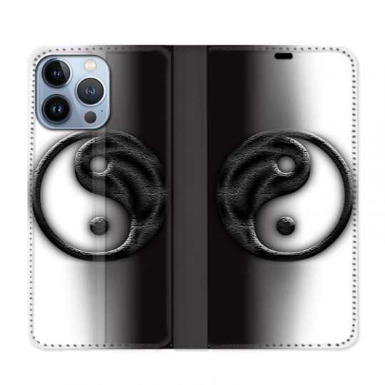 Housse Cuir Portefeuille Pour Iphone 13 Pro Yin Yang 3d