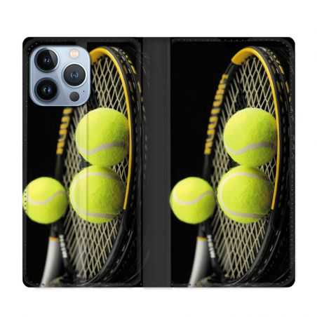 Housse Cuir Portefeuille Pour Iphone 13 Pro Tennis Balls