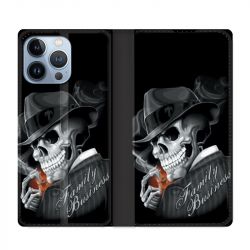 Housse Cuir Portefeuille Pour Iphone 13 Pro Tete de Mort family business
