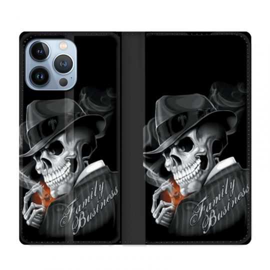 Housse Cuir Portefeuille Pour Iphone 13 Pro Tete de Mort family business