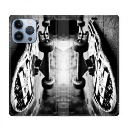 Housse Cuir Portefeuille Pour Iphone 13 Pro Skate Vintage