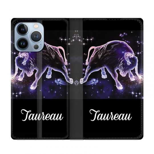Housse Cuir Portefeuille Pour Iphone 13 Pro Signe Zodiaque 2 Taureau