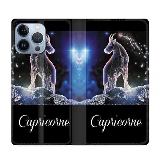 Housse Cuir Portefeuille Pour Iphone 13 Pro Signe Zodiaque 2 Capricorne