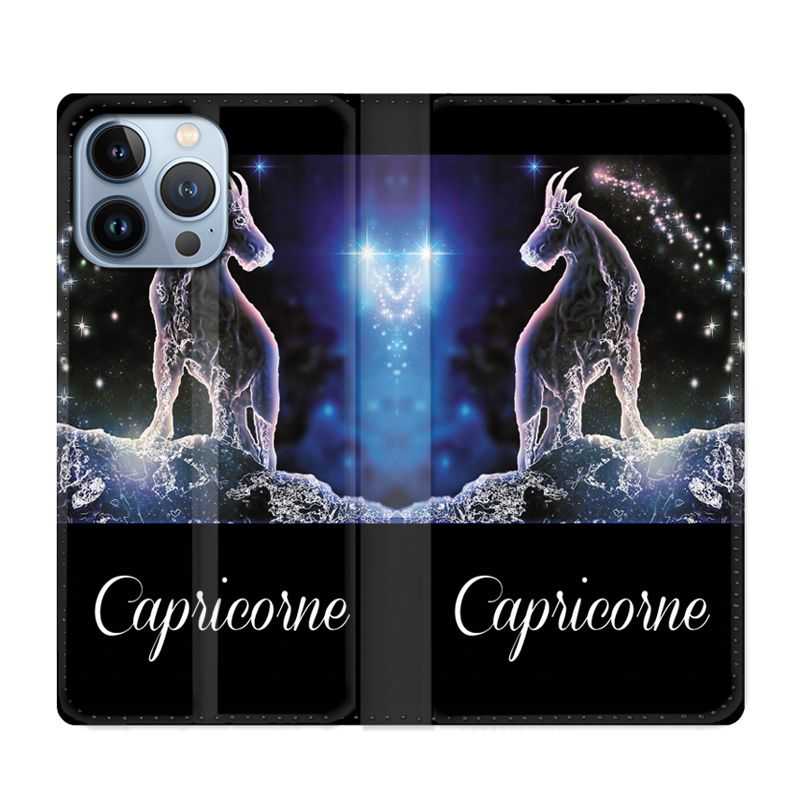 Housse Cuir Portefeuille Pour Iphone 13 Pro Signe Zodiaque 2 Capricorne