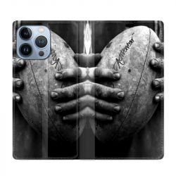 Housse Cuir Portefeuille Pour Iphone 13 Pro Rugby Ballon Vintage