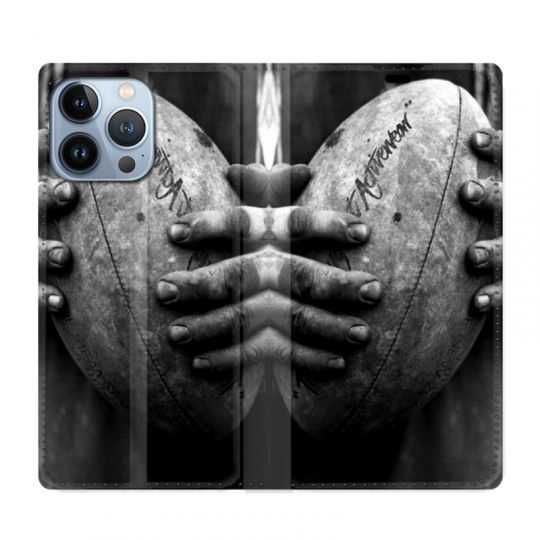 Housse Cuir Portefeuille Pour Iphone 13 Pro Rugby Ballon Vintage