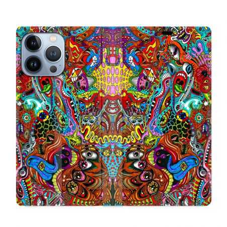 Housse Cuir Portefeuille Pour Iphone 13 Pro Psychedelic Yeux
