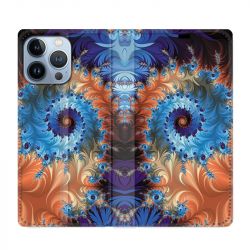 Housse Cuir Portefeuille Pour Iphone 13 Pro Psychedelic Spirale