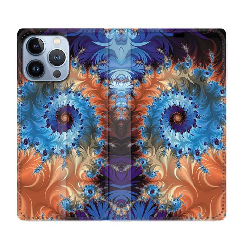 Housse Cuir Portefeuille Pour Iphone 13 Pro Psychedelic Spirale