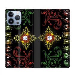 Housse Cuir Portefeuille Pour Iphone 13 Pro Portugal Arabesque