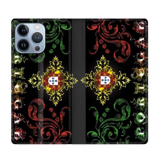 Housse Cuir Portefeuille Pour Iphone 13 Pro Portugal Arabesque