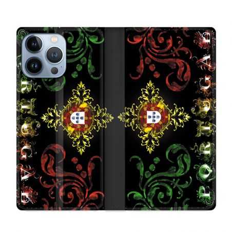 Housse Cuir Portefeuille Pour Iphone 13 Pro Portugal Arabesque