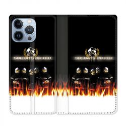 Housse Cuir Portefeuille Pour Iphone 13 Pro Pompier Soldat