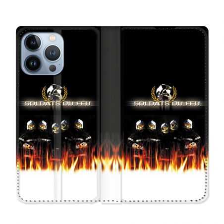 Housse Cuir Portefeuille Pour Iphone 13 Pro Pompier Soldat